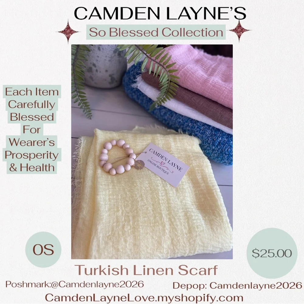 Camden Layne Blessed Yellow Turkish Linen Scarf